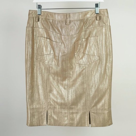 Christian Dior Metallic Gold Suede Skirt - Picture 2 of 5